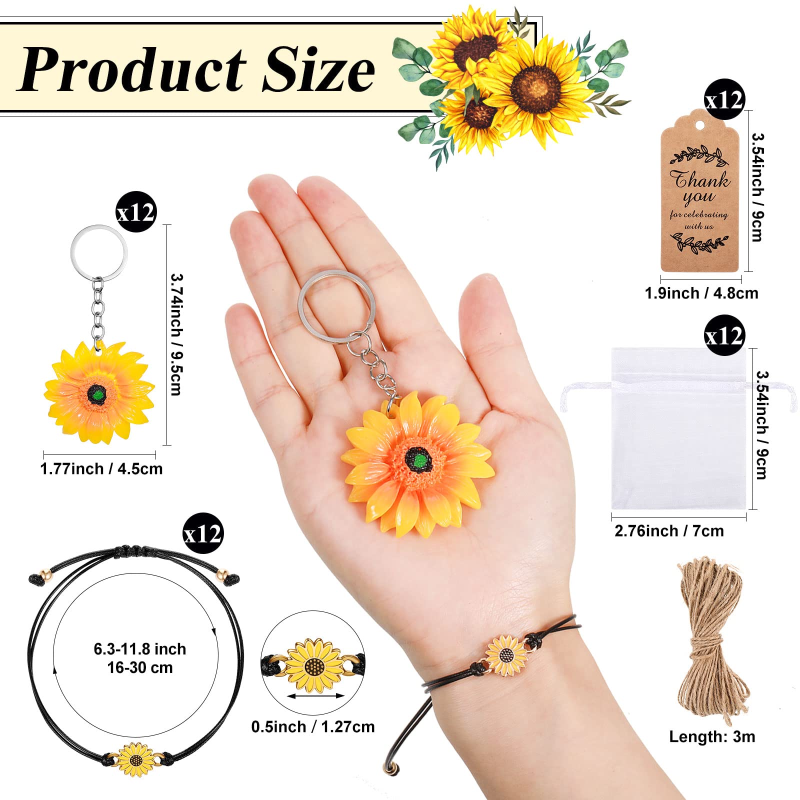 Amazon.com: 48 Pcs Sunflower Party Favors Set Sunflower Keychains